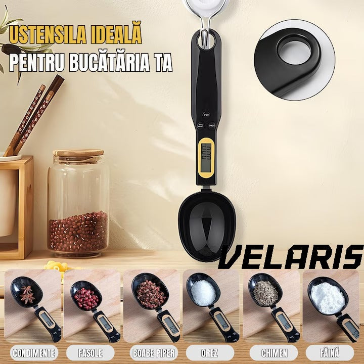 Lingurita de masurat digitala, capacitate 500 g, precizie 0.1 g, cu afisaj LCD, pentru ingrediente solide si lichide, Negru