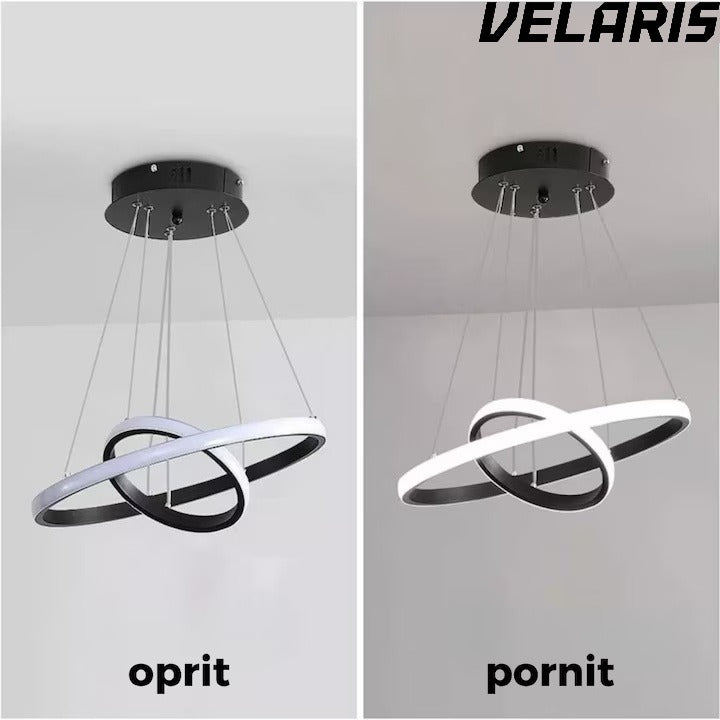 Lustra LED Moderna 27W, Design Circular Minimalist, Ø20-40 cm, Alb Rece 6500K, 220V, Negru, pentru Living, Dormitor, Birou