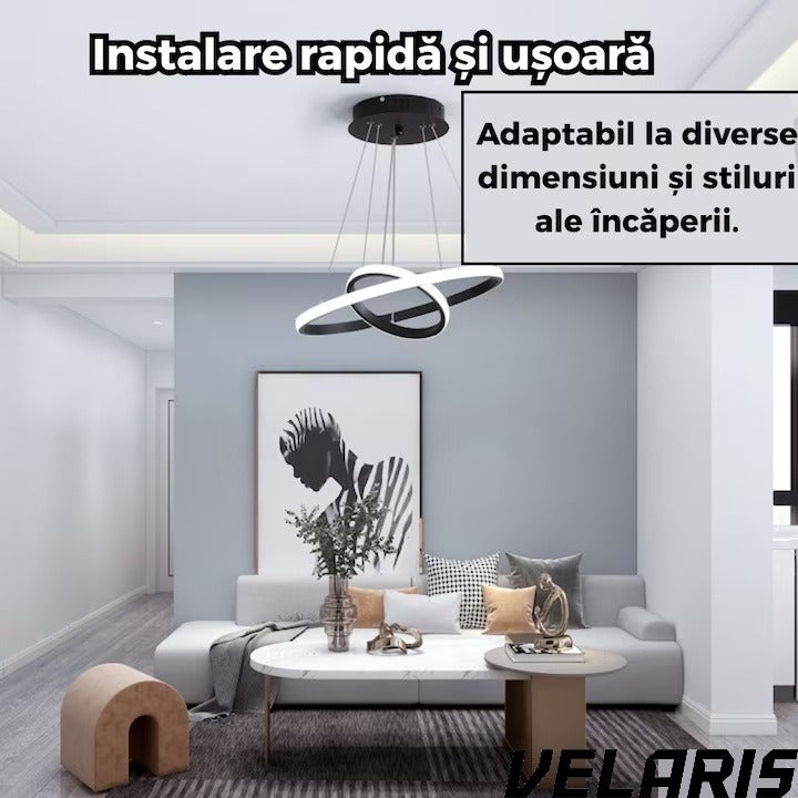 Lustra LED Moderna 27W, Design Circular Minimalist, Ø20-40 cm, Alb Rece 6500K, 220V, Negru, pentru Living, Dormitor, Birou