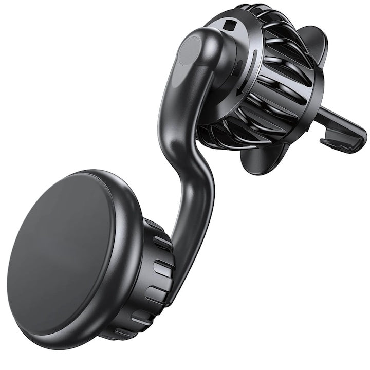 Suport magnetic telefon auto, rotație 360°, ventilație, negru