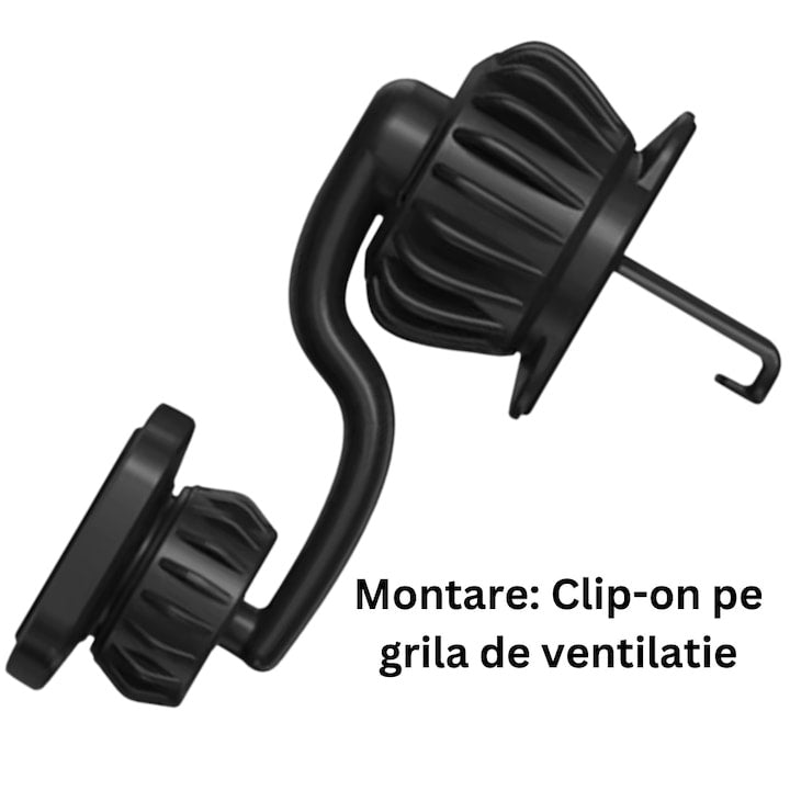 Suport magnetic telefon auto, rotație 360°, ventilație, negru