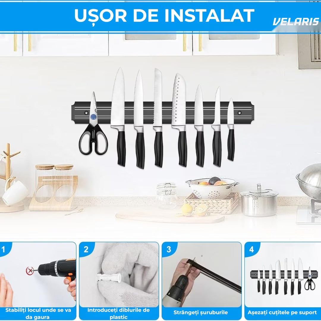 Suport magnetic pentru bucătărie, 55x5 cm, inox, argintiu