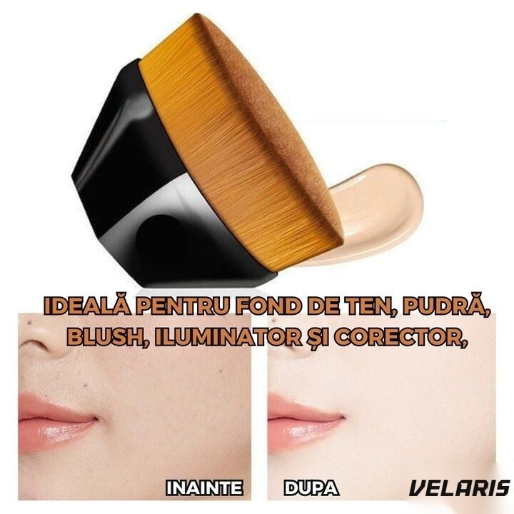 Pensulă kabuki pentru fond de ten, ultra-soft, design ergonomic, neagră