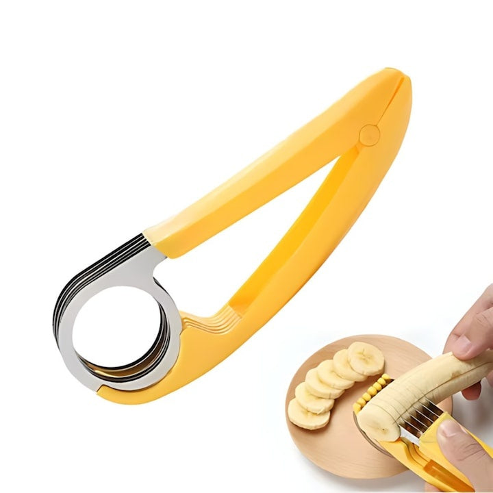 Felietor manual banane, lame inox, design ergonomic, 6 felii uniforme, galben