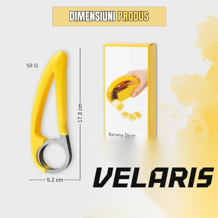 Felietor manual banane, lame inox, design ergonomic, 6 felii uniforme, galben