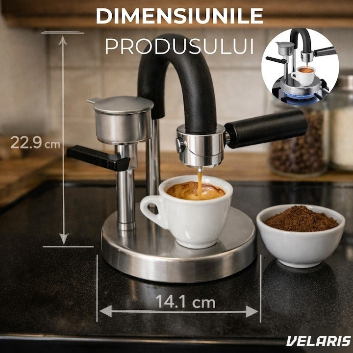 Espressor manual Kamira, oțel inoxidabil 100%, presiune 4-5 bar, portabil, fără cablu, 1 ceașcă
