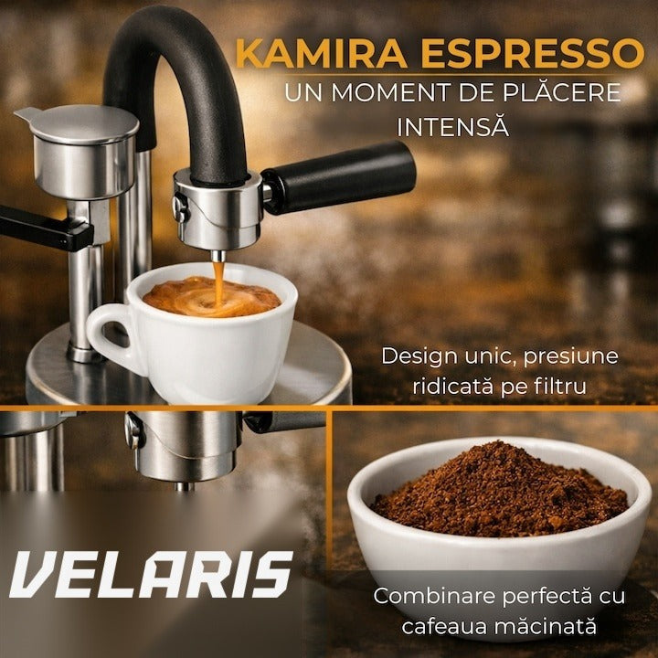 Espressor manual Kamira, oțel inoxidabil 100%, presiune 4-5 bar, portabil, fără cablu, 1 ceașcă