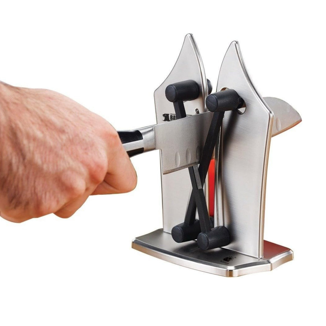 Ascuțitor de cuțite manual, profesional, carbură, ergonomic, argintiu-negru