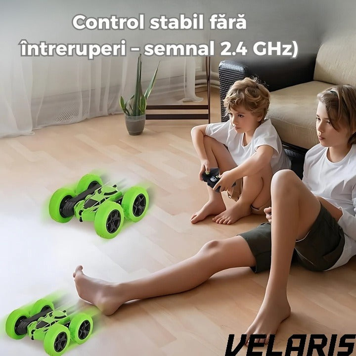 Masinuta Acrobatica cu Telecomanda 2.4GHz, LED, Rotatie 360°, Baterie Reincarcabila, Cablu, Surubelnita incluse