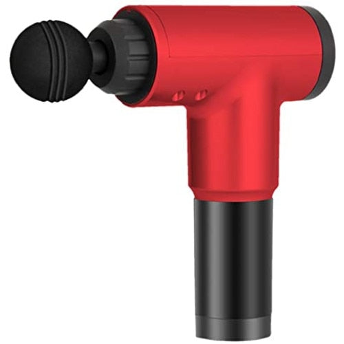 Pistol de masaj cu 4 capete schimbabile, 6 viteze, 24W, 3400 RPM, Rosu