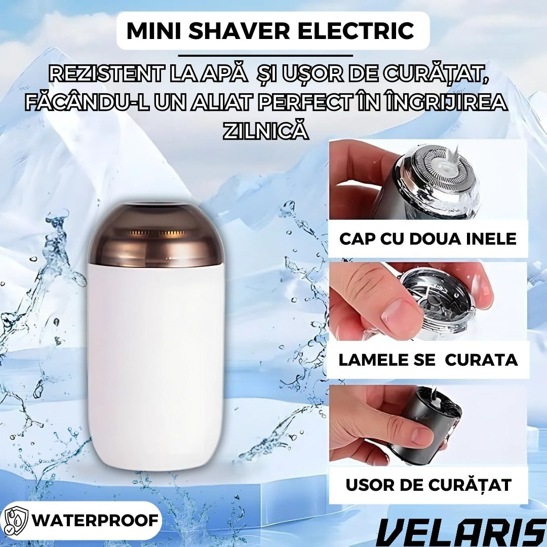 Mini aparat de ras portabil, Depilare rapida si eficienta, incarcare USB, autonomie 60 minute, Alb
