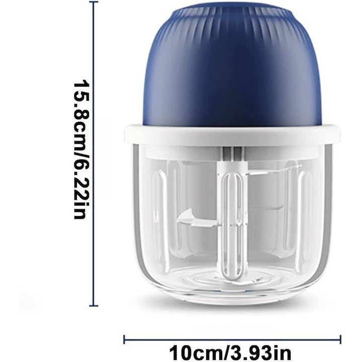 Tocător electric mini 300 ml reîncărcabil USB multifuncțional albastru