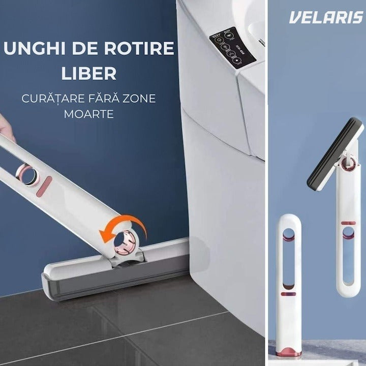 Mini mop rotativ pentru suprafețe și geamuri, sistem stors, portabil, 29 cm, alb