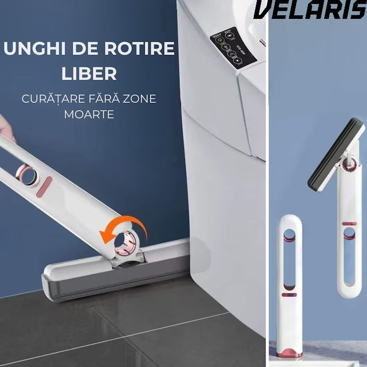 Mini Mop pentru Curatarea Suprafetelor si Geamurilor, Sistem de Storcere Buretel, Rotativ, Portabil, 29 cm, Alb