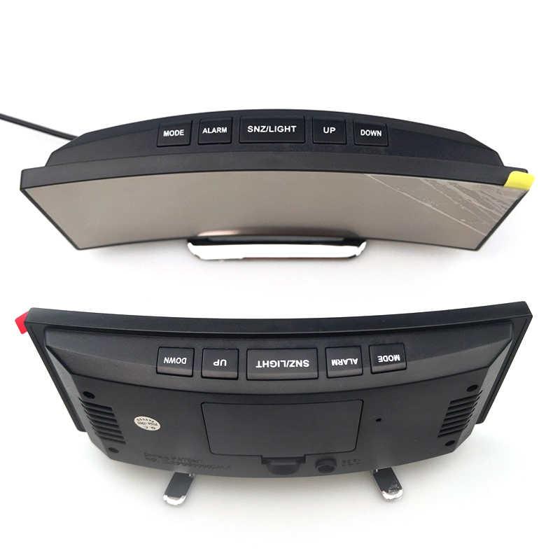 Ceas de birou cu ecran LED curbat, DT-6507, cu afișare temperatură, verde
