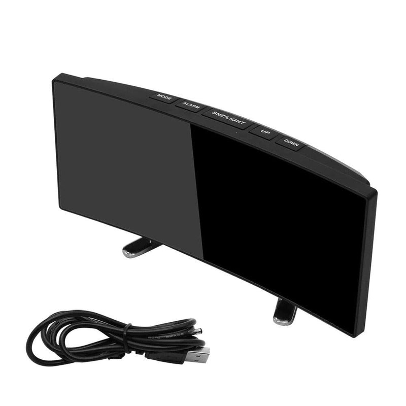 Ceas de birou cu ecran LED curbat, DT-6507, cu afișare temperatură, verde