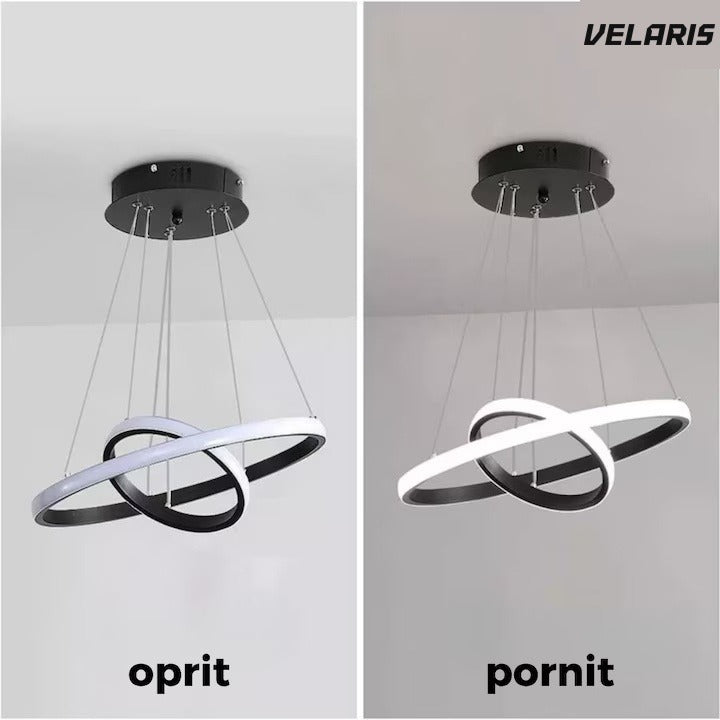 Plafonieră LED circulară 27W, Ø20-40 cm, lumină rece 6500K, 220V, negru, design minimalist