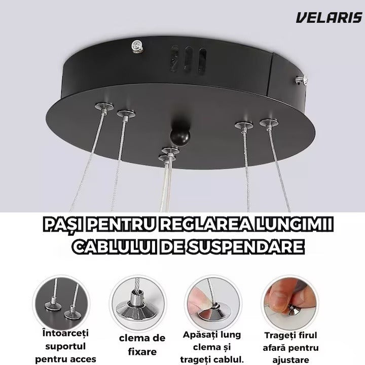 Plafonieră LED circulară 27W, Ø20-40 cm, lumină rece 6500K, 220V, negru, design minimalist