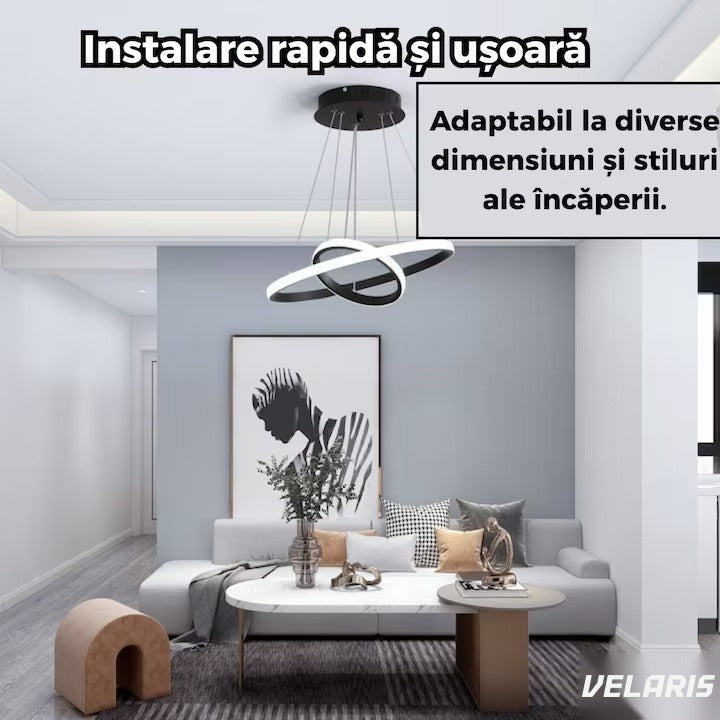 Plafonieră LED circulară 27W, Ø20-40 cm, lumină rece 6500K, 220V, negru, design minimalist
