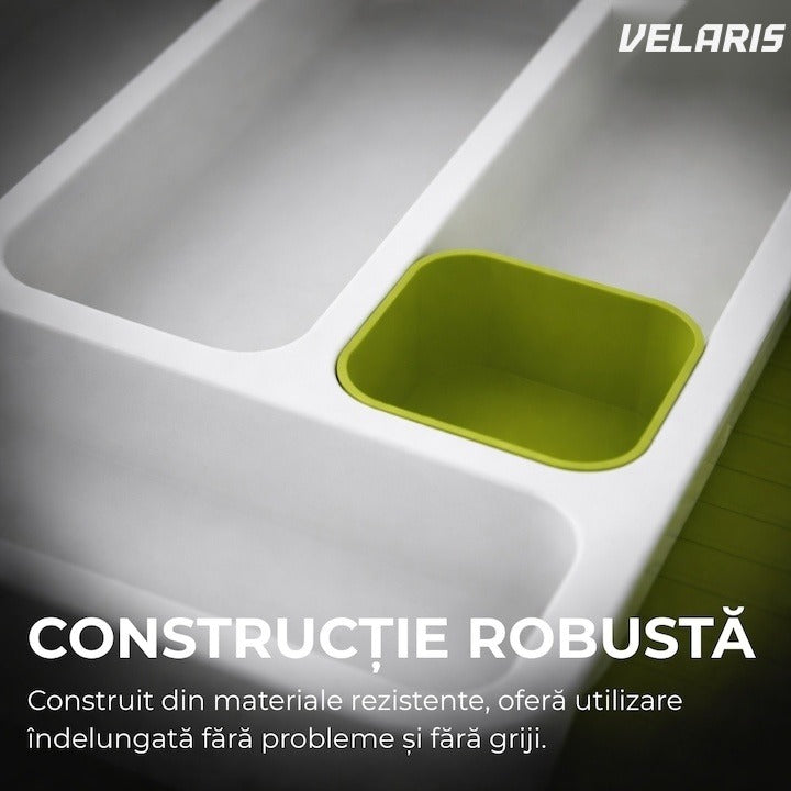 Organizator extensibil pentru tacâmuri, 29-48 cm, ABS, alb-verde