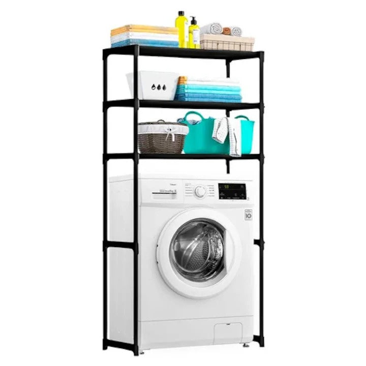 Raft modular cu 3 polițe pentru deasupra mașinii de spălat, 72x25x155 cm, negru