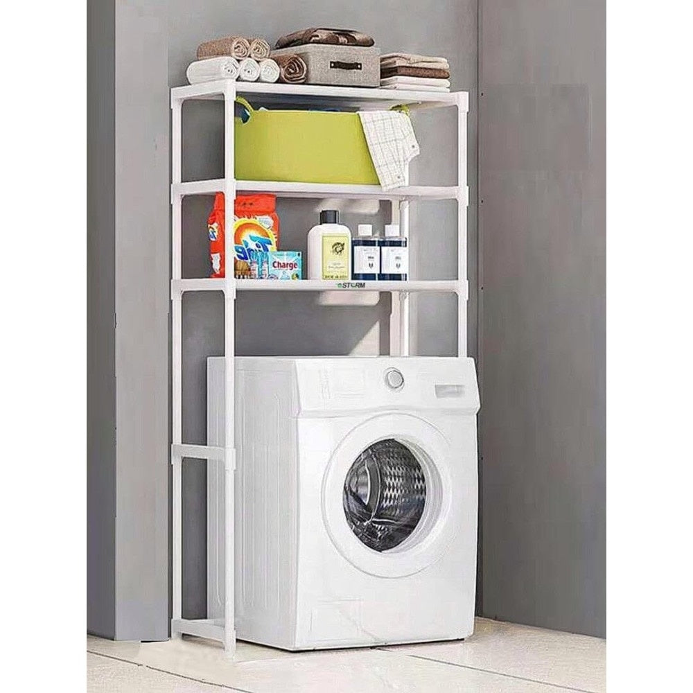Raft modular 3 niveluri deasupra mașinii de spălat, 63,5 x 30 x 154 cm, alb