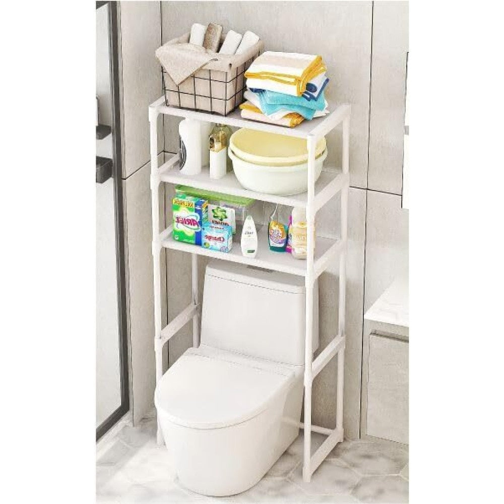 Raft modular 3 niveluri deasupra mașinii de spălat, 63,5 x 30 x 154 cm, alb