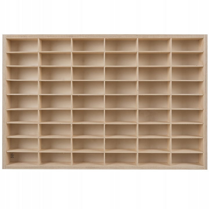 Raft organizator Montessori, 54 compartimente, lemn natural, 60 x 40 x 5,3 cm
