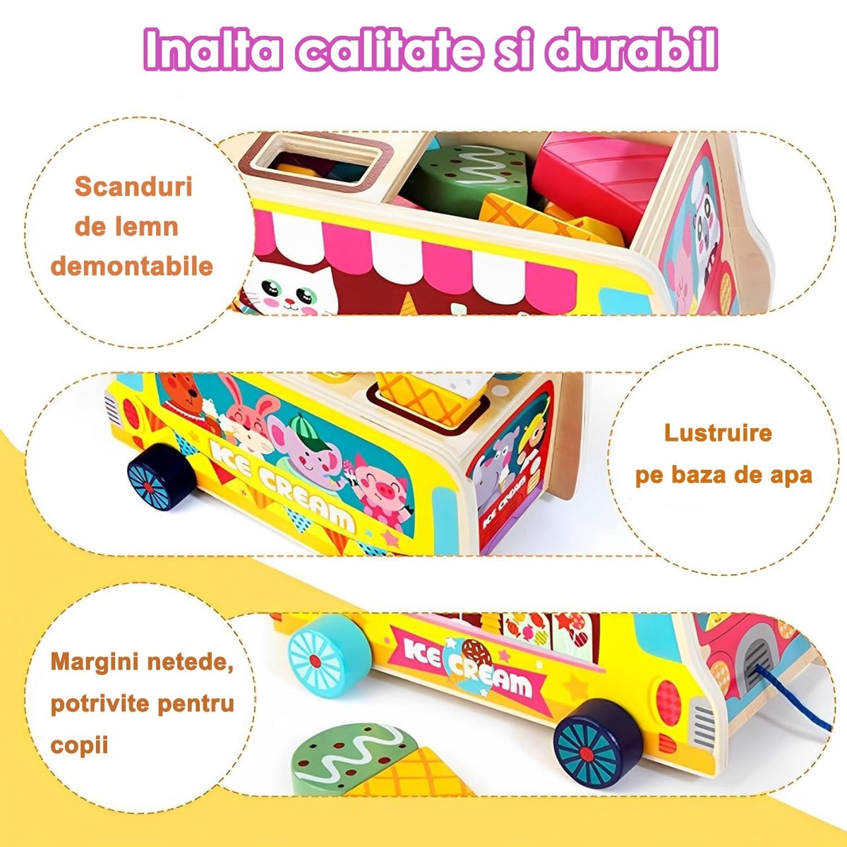 Jucărie Montessori din lemn tablă magnetică inghetată sortare forme 3+ ani