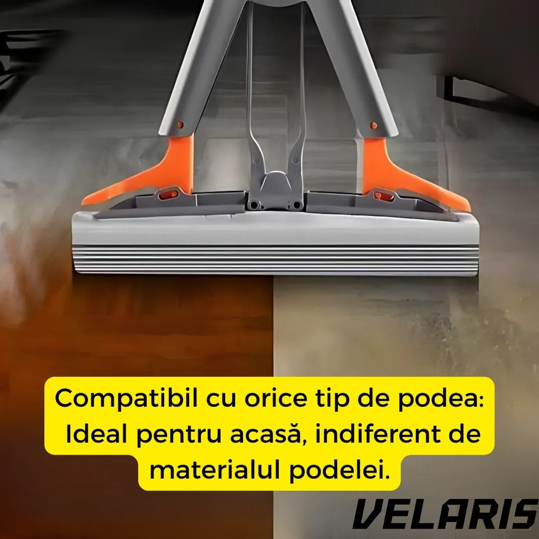 Mop absorbant telescopic, alb, sistem de stoarcere simplu, burete usor de inlocuit, ideal pentru toate tipurile de podea