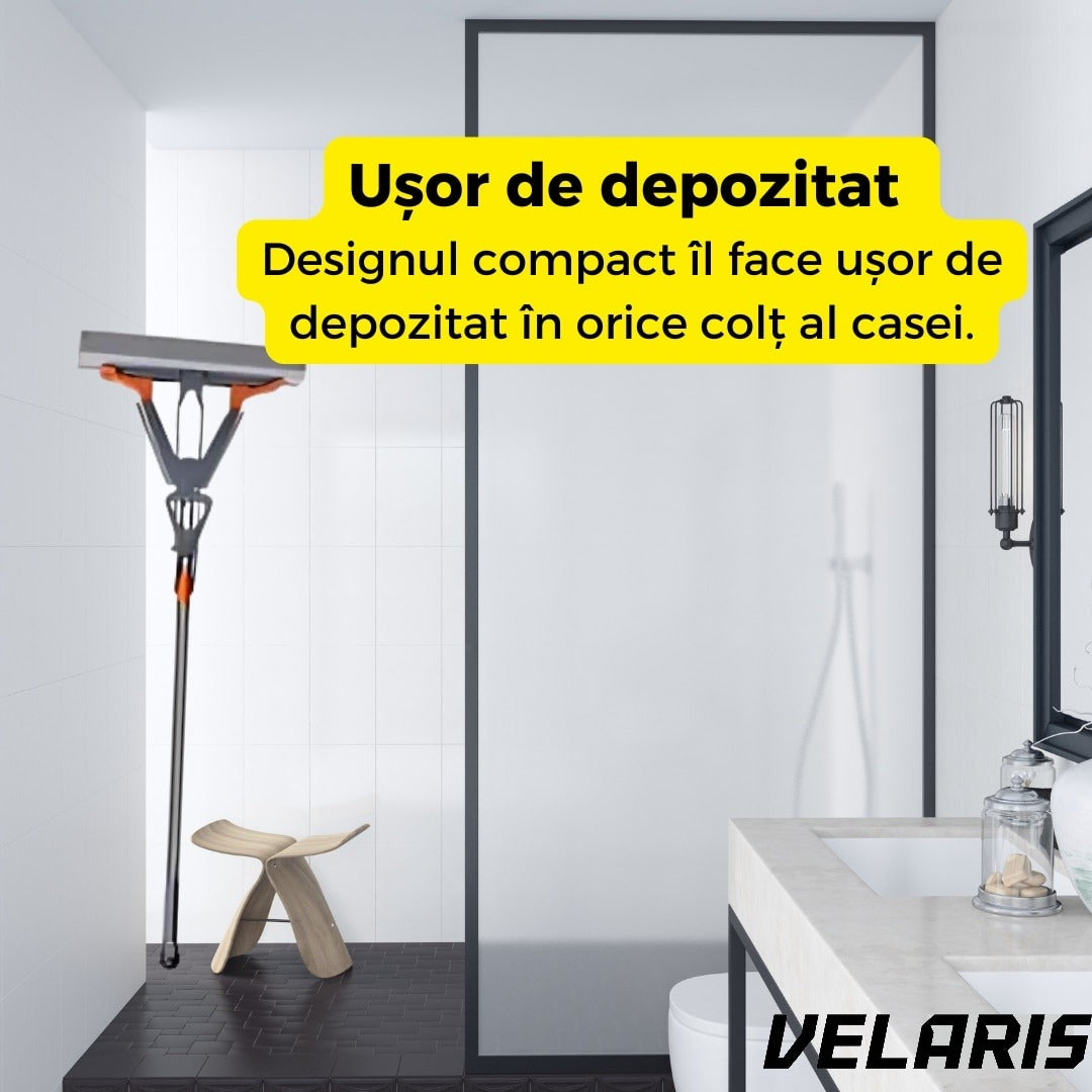 Mop absorbant telescopic, alb, sistem de stoarcere simplu, burete usor de inlocuit, ideal pentru toate tipurile de podea