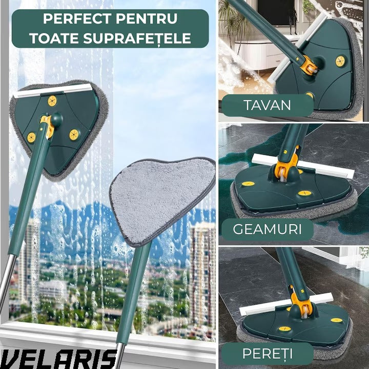 Mop cu Cap Inima 360° Telescopic Curatare Usoara, 127 cm, Verde, Cap Rotativ si Lavete Microfibra