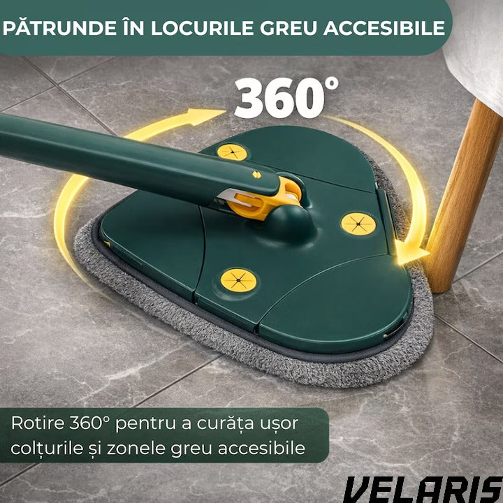 Mop cu Cap Inima 360° Telescopic Curatare Usoara, 127 cm, Verde, Cap Rotativ si Lavete Microfibra