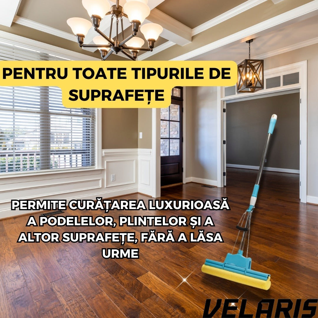 Mop cu Storcator si Coada Metalica Telescopica 88-105 cm, PVA, 37 x 5 x 5 cm, Albastru