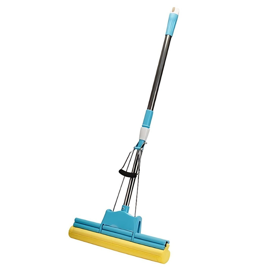 Mop cu storcător și mâner telescopic metalic 88-105 cm, PVA, 37x5x5 cm, albastru