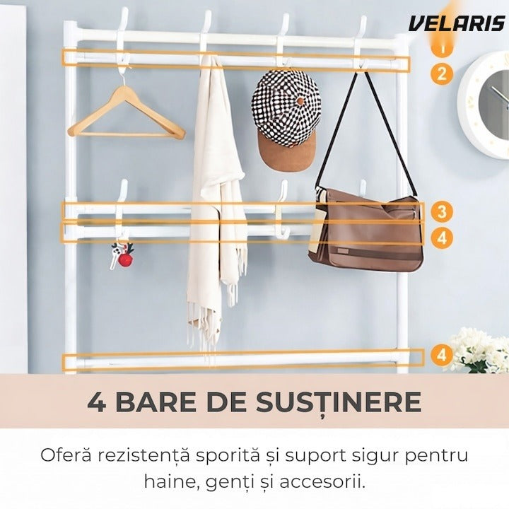Cuier multifuncțional pentru haine și încălțăminte, 171x80x26.5 cm, negru