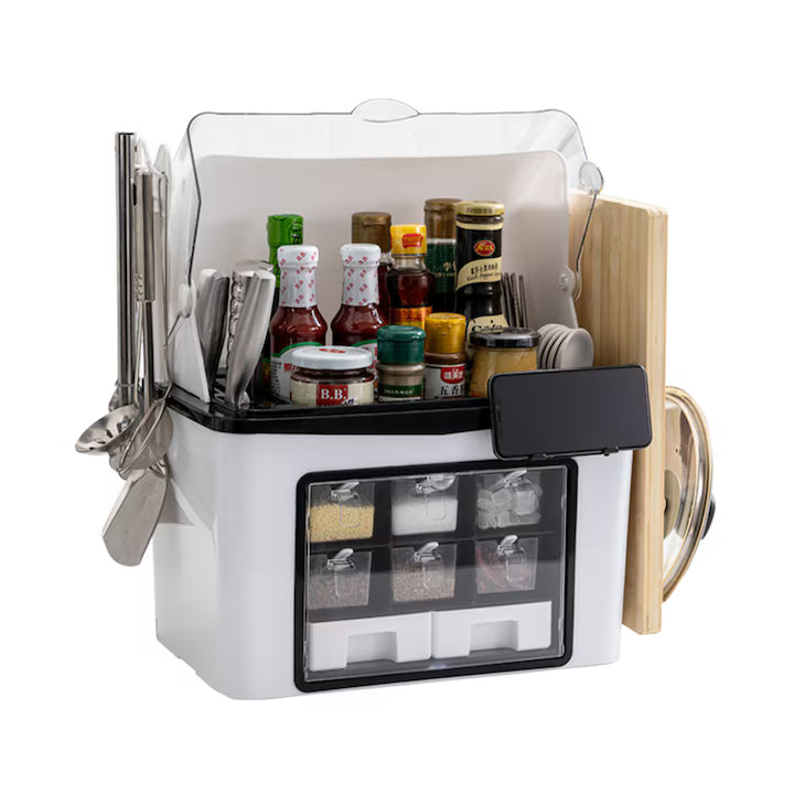 Organizator bucatarie multifunctional, 46 x 26 x 43 cm, alb