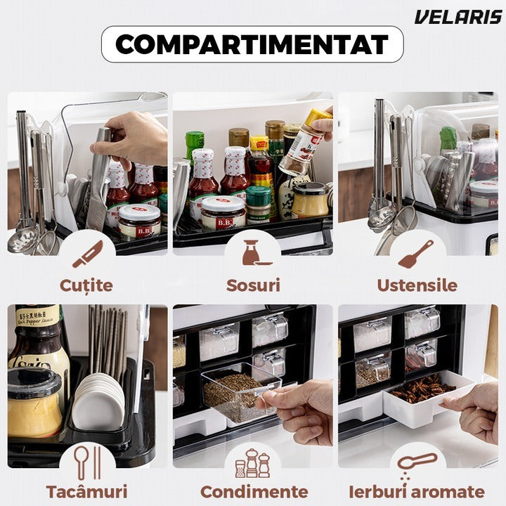 Organizator bucatarie multifunctional, 46 x 26 x 43 cm, alb