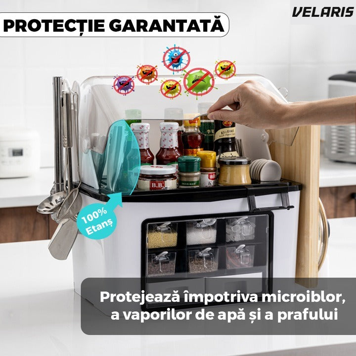 Organizator bucatarie multifunctional, 46 x 26 x 43 cm, alb