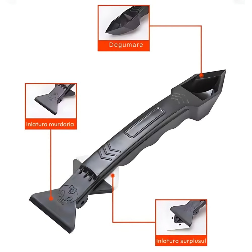 Spatulă multifuncțională din plastic, neagră, 19x4,5cm pentru șpăclu