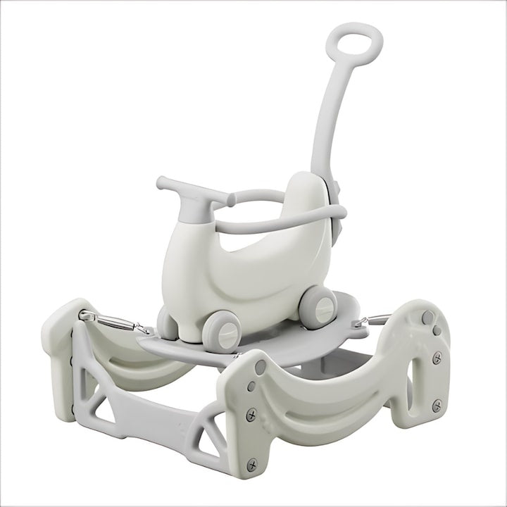 Jucărie multifuncțională 5 în 1, balansoar, tricicletă, placă echilibru și trotinetă, până la 40 kg, bej