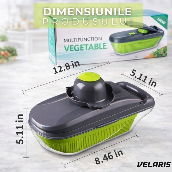 Razatoare multifuncțională legume 12 în 1, 8 lame inox interschimbabile, recipient 1,5 L