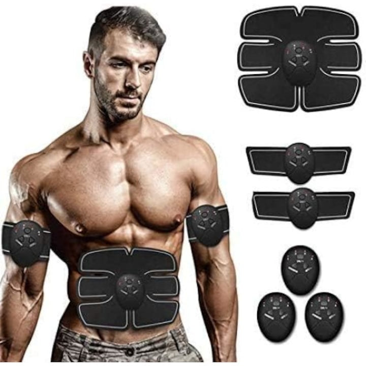 Dispozitiv tonifiere musculară prin vibrații și impulsuri electrice, negru
