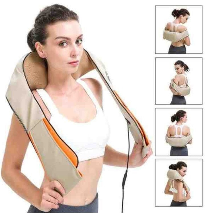 Aparat de masaj cervical cu infraroșu, mișcare circulară, 24W, bej