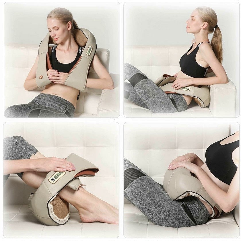 Aparat de masaj cervical cu infraroșu, mișcare circulară, 24W, bej