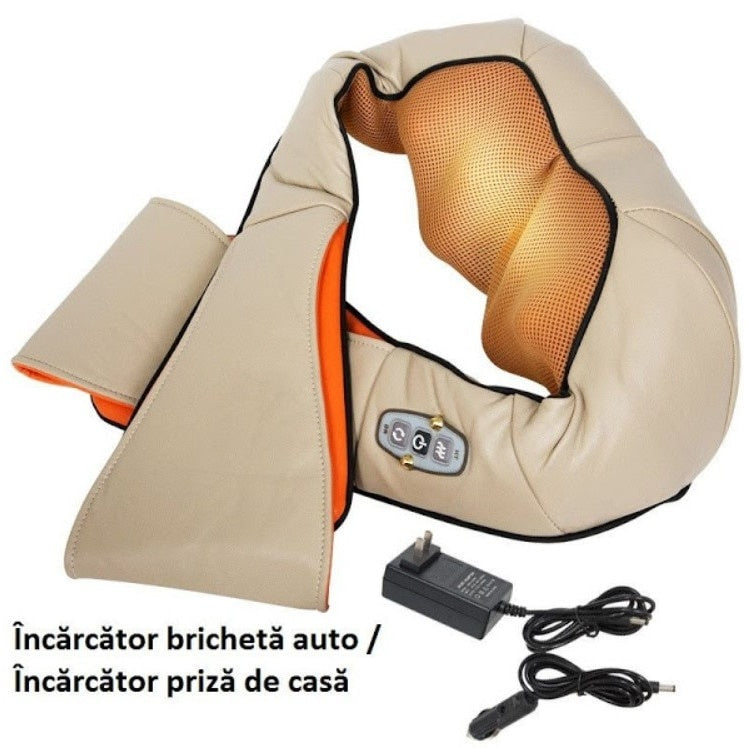 Aparat de masaj cervical cu infraroșu, mișcare circulară, 24W, bej