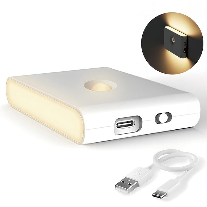 Lampa veghe perete cu senzor mișcare și amurg, LED 3000K, iluminare laterală, USB-C, 1 buc