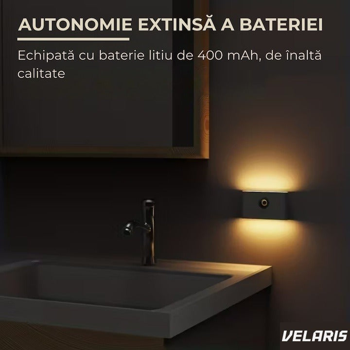 Lampa veghe perete cu senzor mișcare și amurg, LED 3000K, iluminare laterală, USB-C, 1 buc