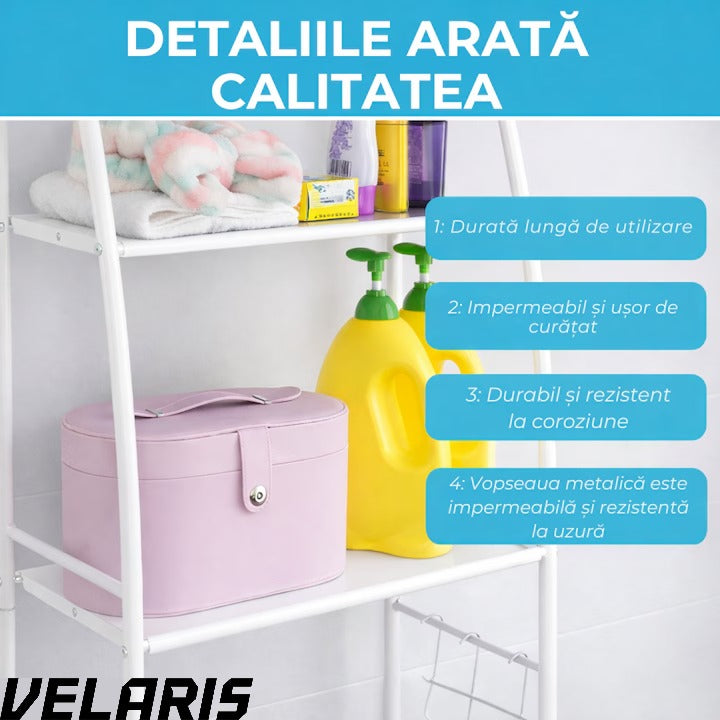 Organizator Multifunctional pentru Baie, Toaleta sau Masina de Spalat, Suport pentru Detergenti, Prosoape si Accesorii de Igiena, Design Compact si Montare Rapida