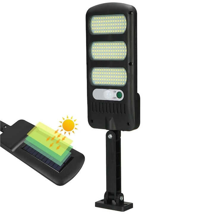 Lampă solară LED de perete, 150 COB, senzor mișcare, 2400mAh, IP65, 6500K, 120°